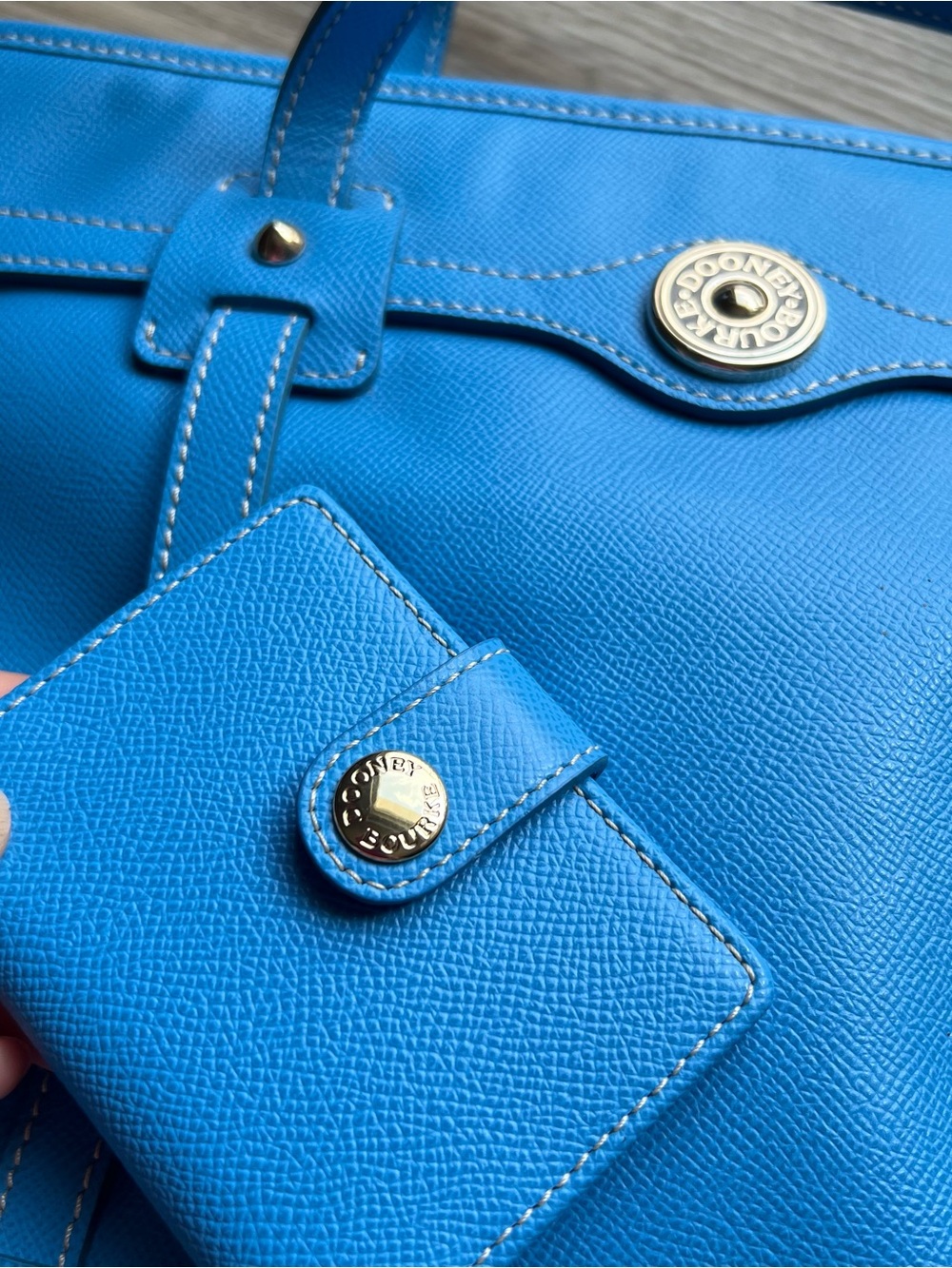 Dooney & Bourke Blue Leather Tote - Picture 4 of 11